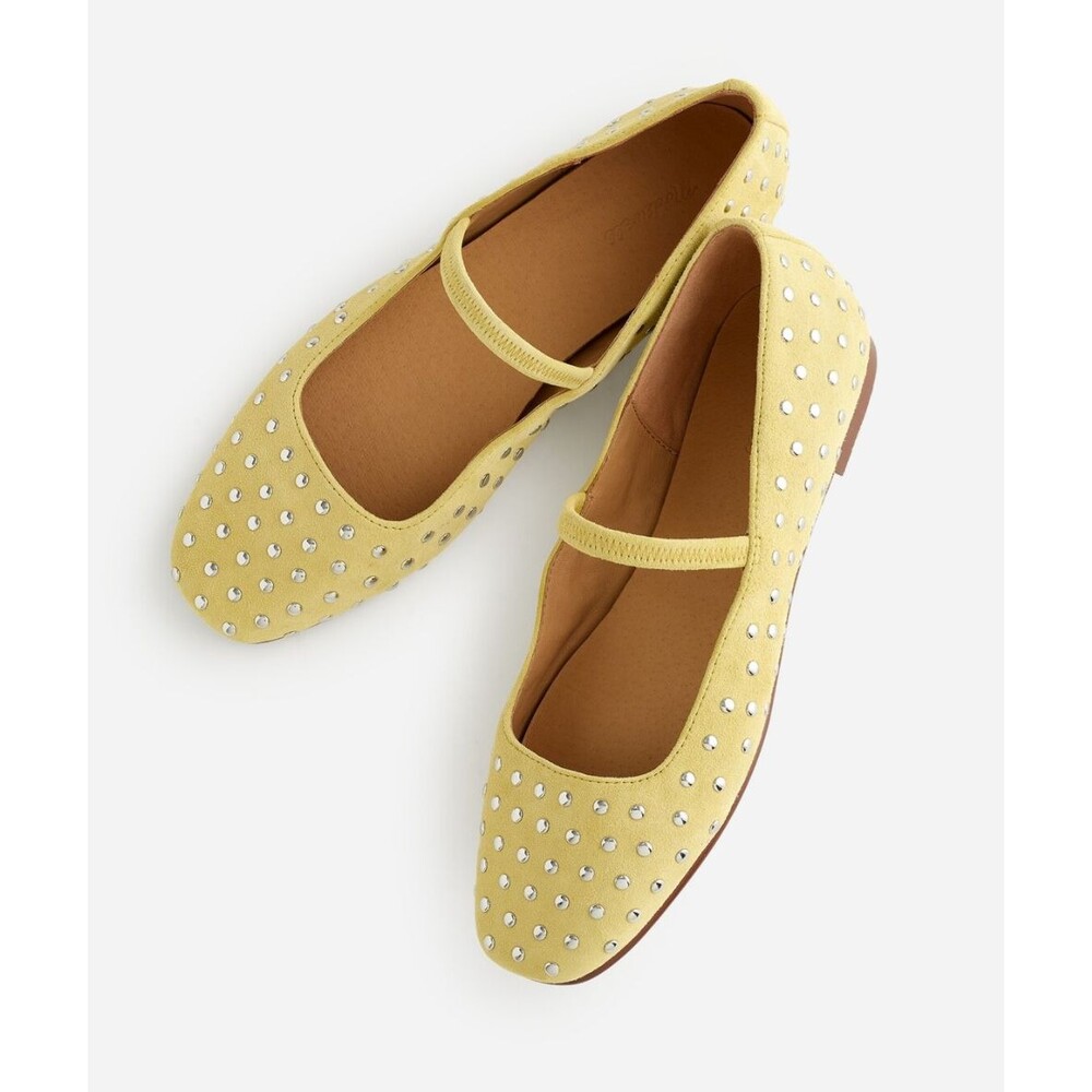 MADEWELL 11 The Greta Ballet  Studded Suede YELLOW Leather Flat NV817 - Picture 7 of 7